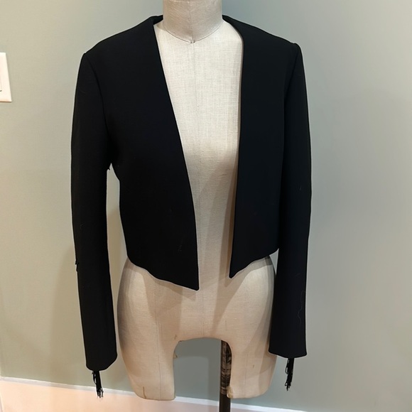 Maje cropped women’s blazer with fringe - Picture 3 of 14